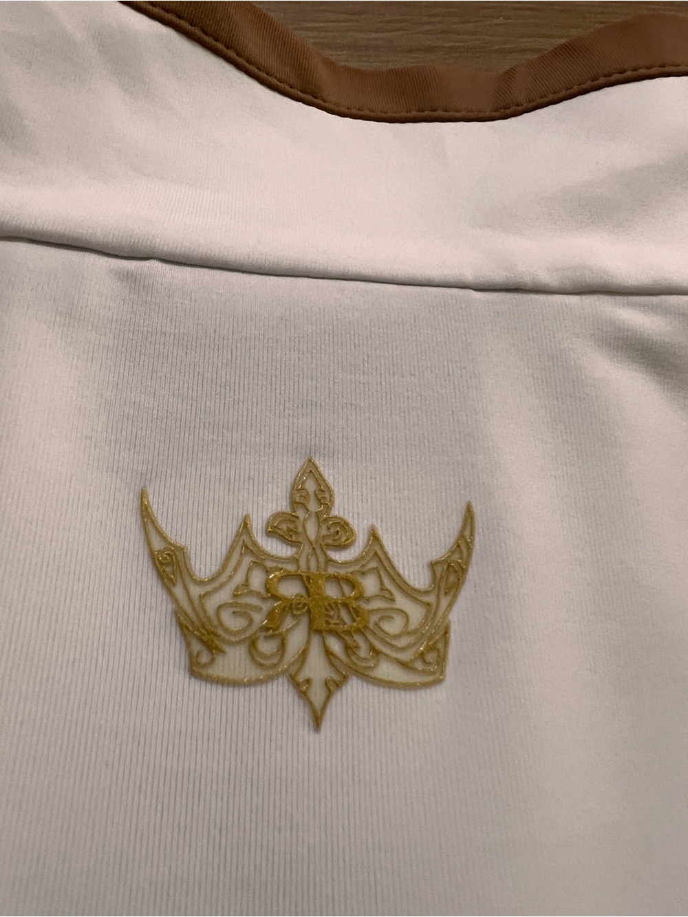Brendratti Italy 46 White Camel Golf Quarter Zip Riri Crystal Pullover M/L - Picture 8 of 10